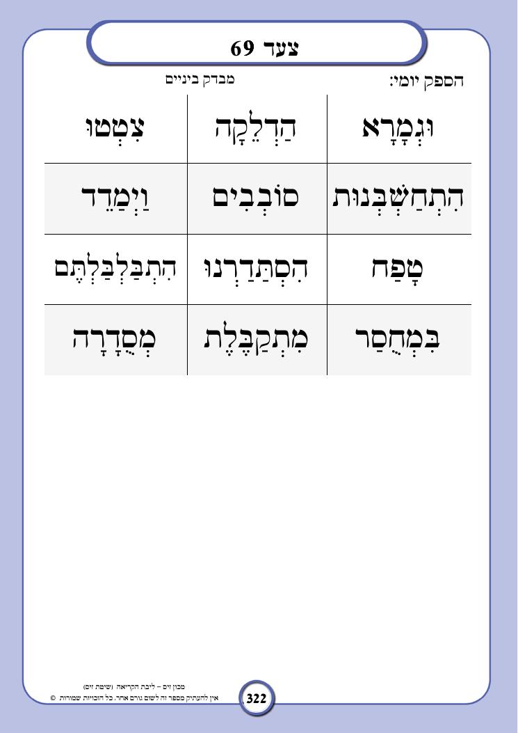 תרגול מילים מתוך חלק שלישי