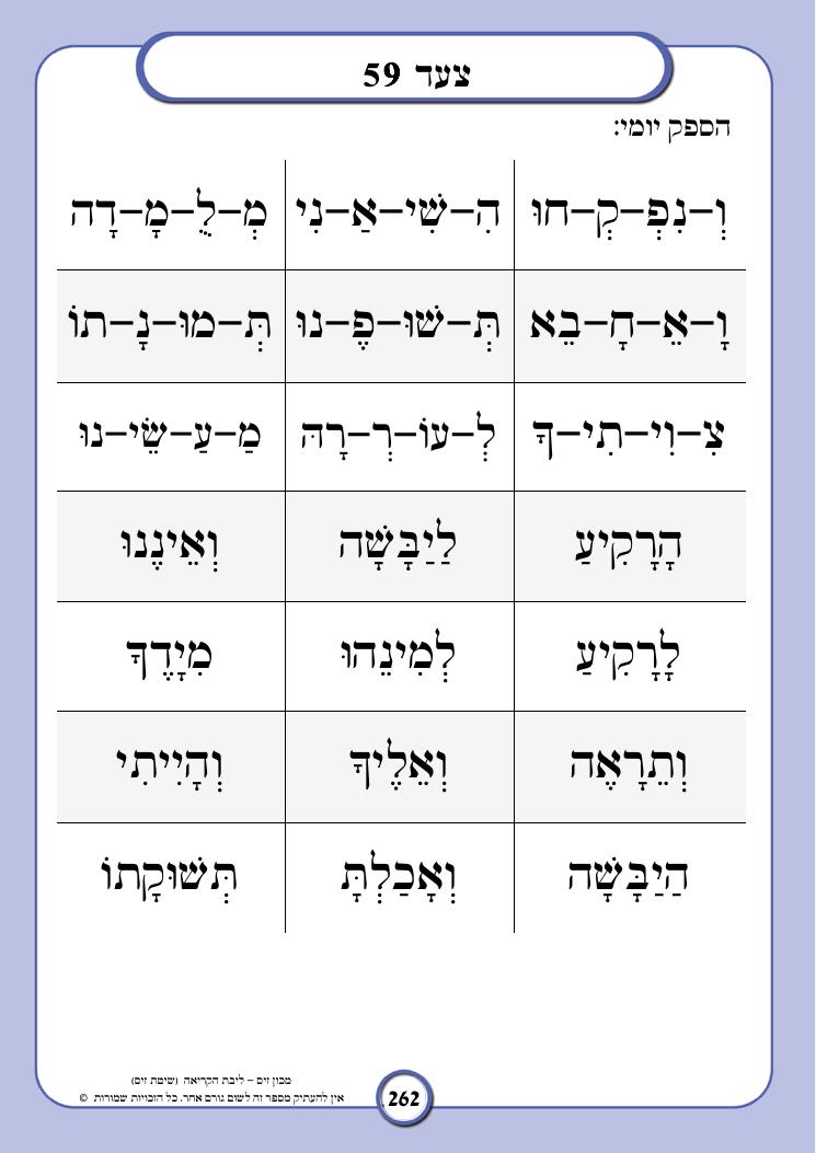 עמוד מילים מתקדם מתוך חלק שלישי