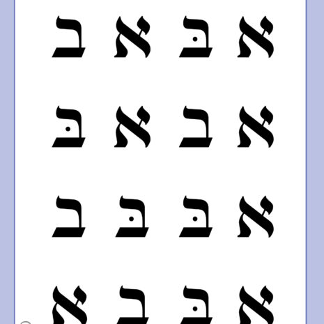 ליבת הקריאה - הבחנה בין א לב עמוד לדוגמה להבחנה בין האותיות א וב מתוך ליבת הקריאה